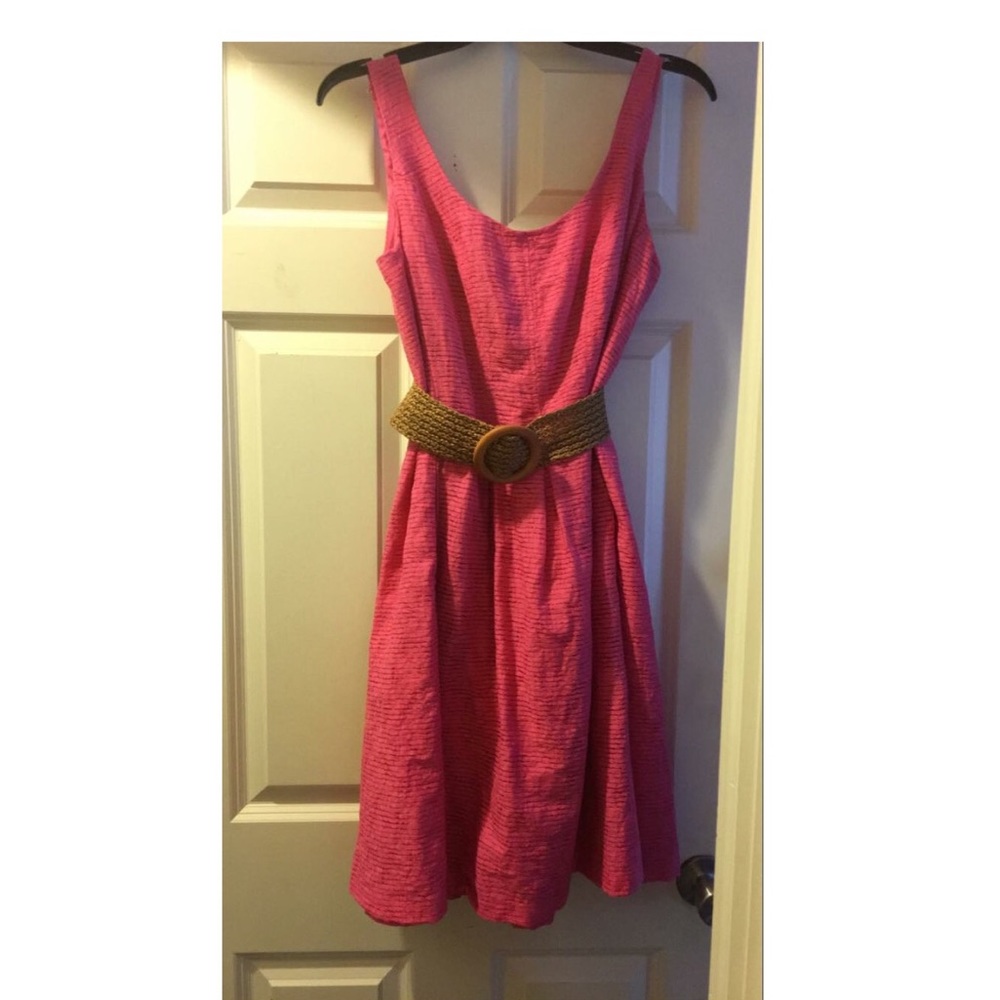 Pink summer dress with belt